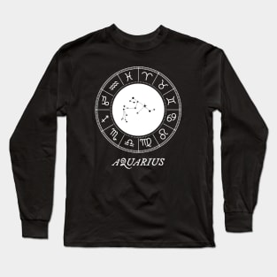 Aquarius Zodiac Sign Design With Constellation Long Sleeve T-Shirt